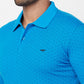 Park Avenue Men Blue Printed Slim Fit Half Sleeve Polo Neck T-Shirt