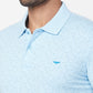 Park Avenue Men Blue Printed Slim Fit Half Sleeve Polo Neck T-Shirt