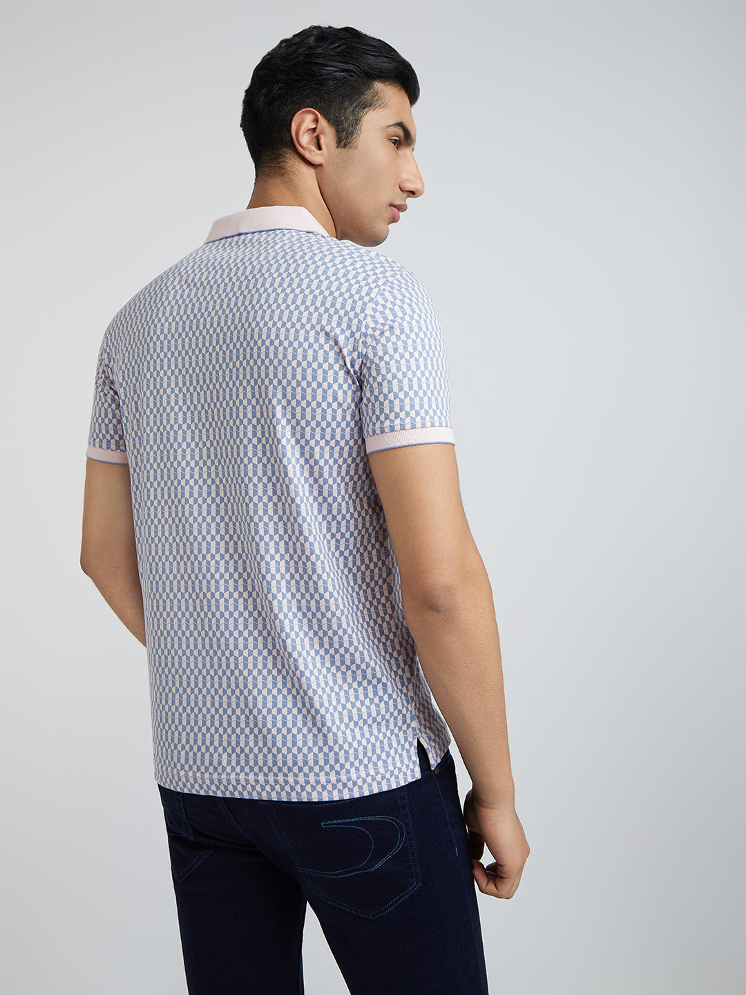 Park Avenue Pink Printed Slim Fit Cotton Blend T-Shirt