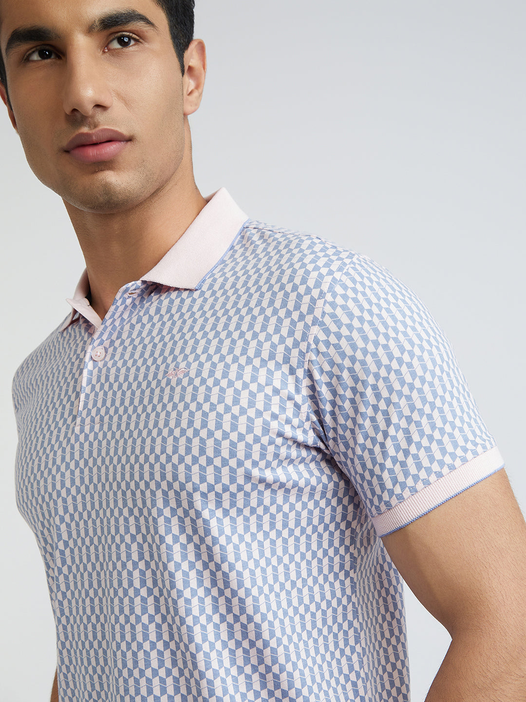 Park Avenue Pink Printed Slim Fit Cotton Blend T-Shirt