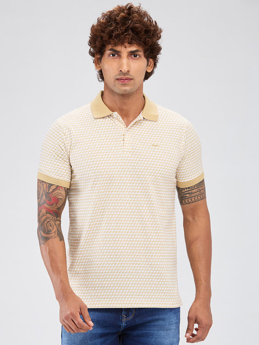 Park Avenue Brown Printed Slim Fit Cotton Blend T-Shirt