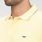 Park Avenue Yellow Solid Slim Fit Half Sleeve Cotton Blend T-Shirt