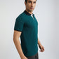 Park Avenue Men Green Slim Fit Solid Polo Neck Collar T-Shirt