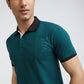 Park Avenue Men Green Slim Fit Solid Polo Neck Collar T-Shirt