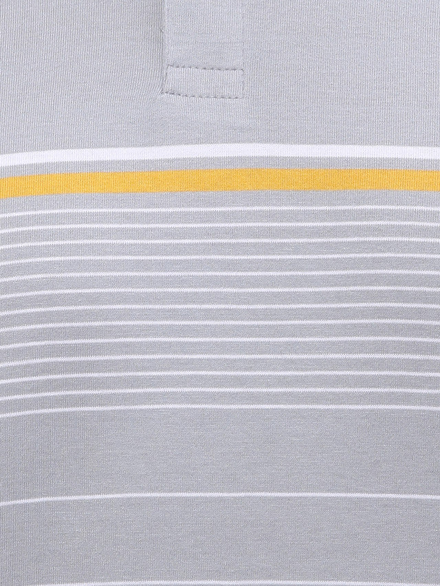 Park Avenue Grey Stripe Slim Fit Cotton Blend T-Shirt