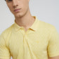 Park Avenue Men Yellow Slim Fit Printed Polo Neck Collar T-Shirt
