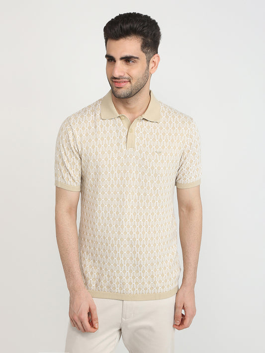 Park Avenue Men Brown Solid Slim Fit Cotton T-Shirt