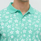 Park Avenue Men Green Slim Fit Print Polo Neck Collar T-shirt