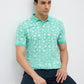 Park Avenue Men Green Slim Fit Print Polo Neck Collar T-shirt