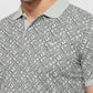 Park Avenue Men Grey Slim Fit Print Polo Neck Collar T-shirt