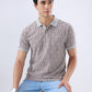 Park Avenue Men Grey Slim Fit Print Polo Neck Collar T-shirt