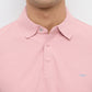 Park Avenue Men Pink Slim Fit Solid Polo Neck Collar T-shirt