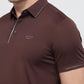 Park Avenue Men Brown Slim Fit Solid Polo Neck Collar T-shirt