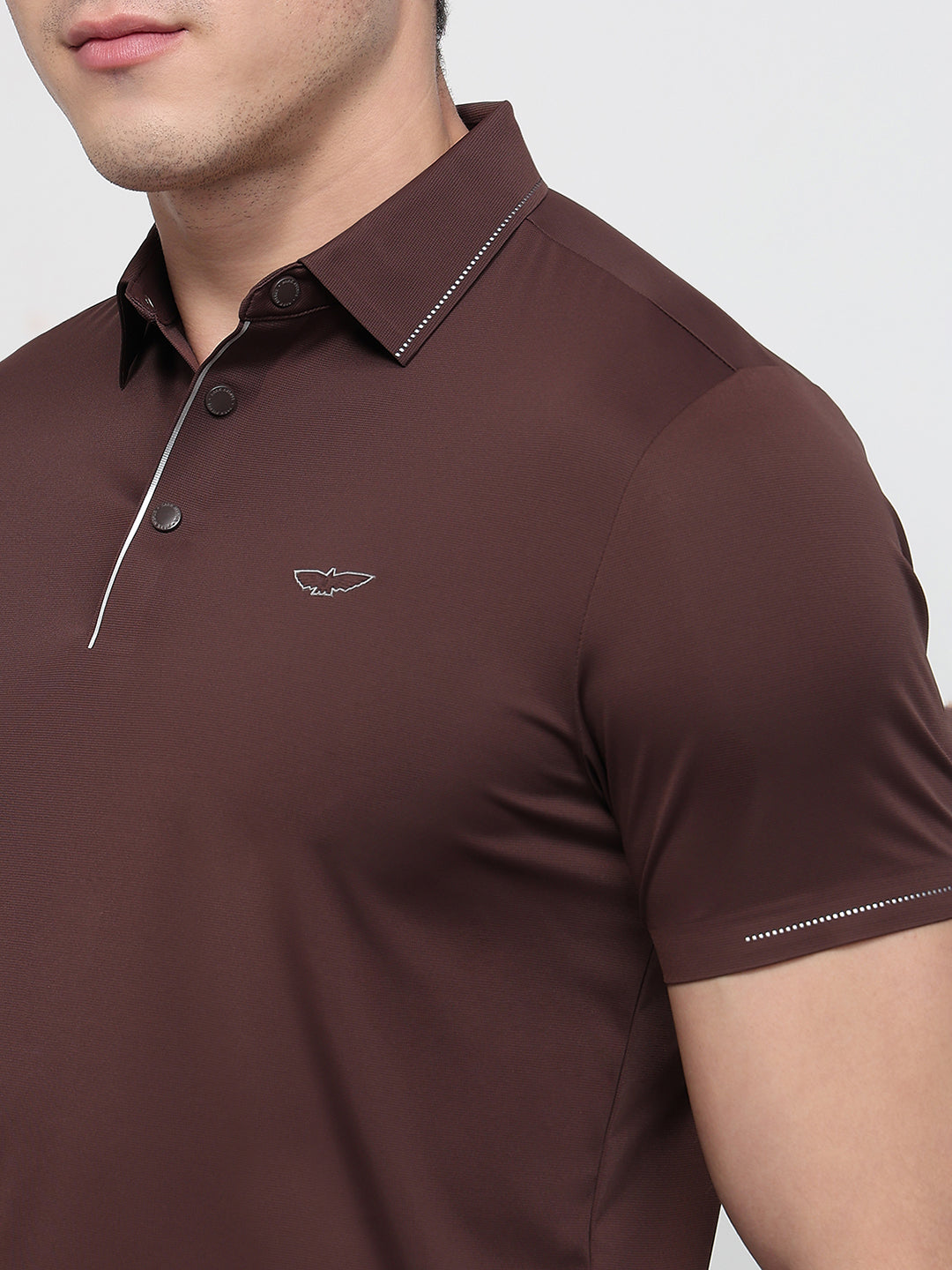 Park Avenue Men Brown Slim Fit Solid Polo Neck Collar T-shirt