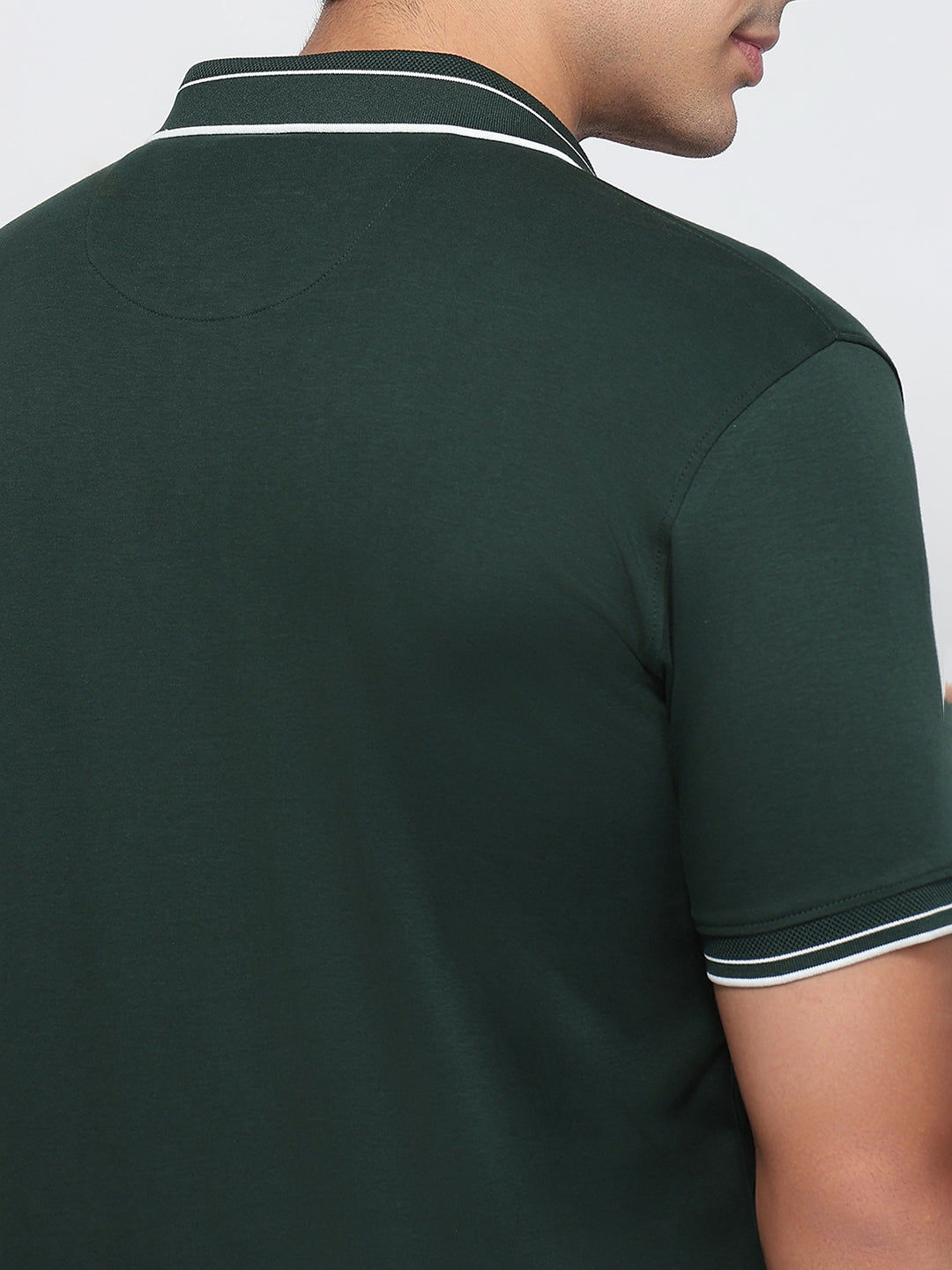 Park Avenue Men Green Slim Fit Solid Polo Neck Collar T-shirt