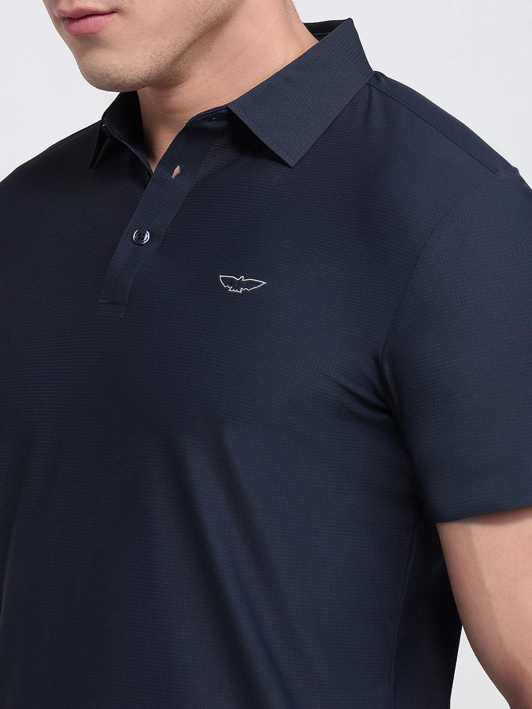 Park Avenue Men Blue Slim Fit Solid Polo Neck Collar T-shirt