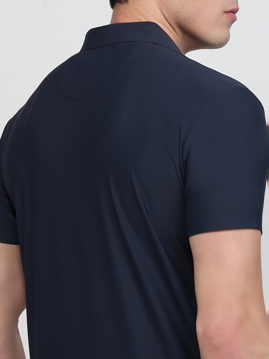 Park Avenue Men Blue Slim Fit Solid Polo Neck Collar T-shirt
