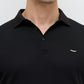 Park Avenue Men Black Slim Fit Structure Polo Neck Collar T-shirt