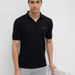 Park Avenue Men Black Slim Fit Structure Polo Neck Collar T-shirt