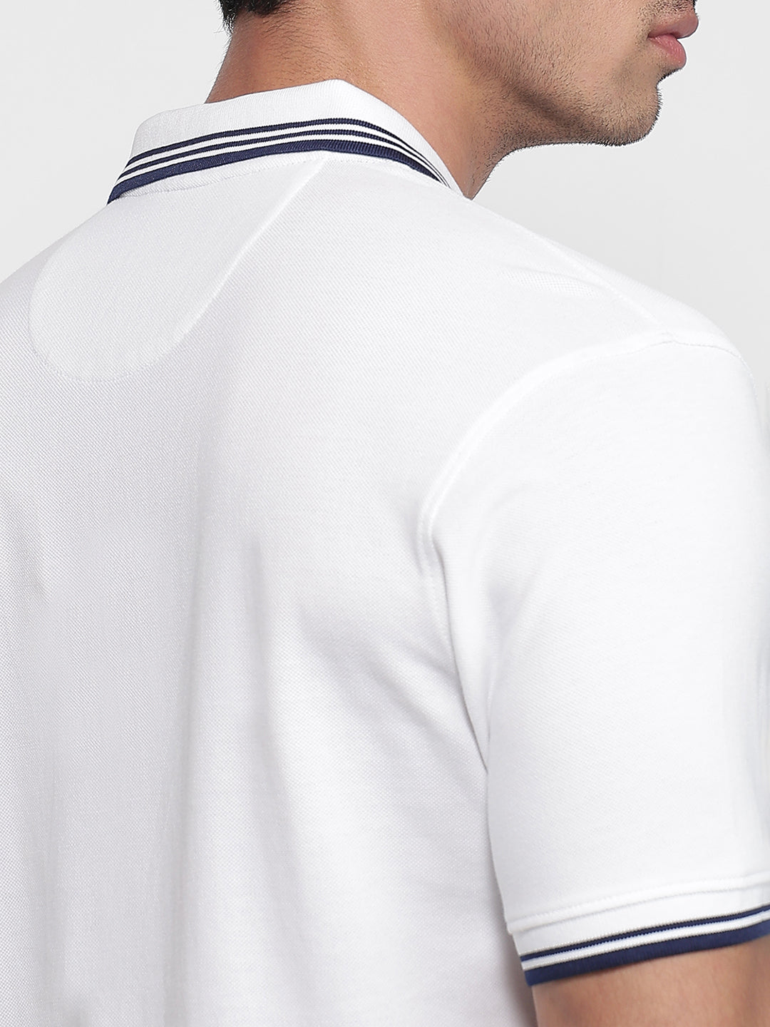 Park Avenue Men White Slim Fit Solid Polo Neck Collar T-shirt