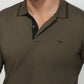Park Avenue Men Green Slim Fit Solid Polo Neck Collar T-shirt