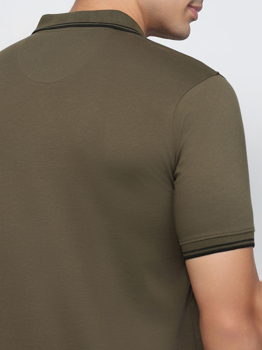 Park Avenue Men Green Slim Fit Solid Polo Neck Collar T-shirt
