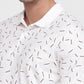Park Avenue Men White Slim Fit Print Polo Neck Collar T-shirt
