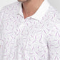 Park Avenue Men White Slim Fit Print Polo Neck Collar T-shirt