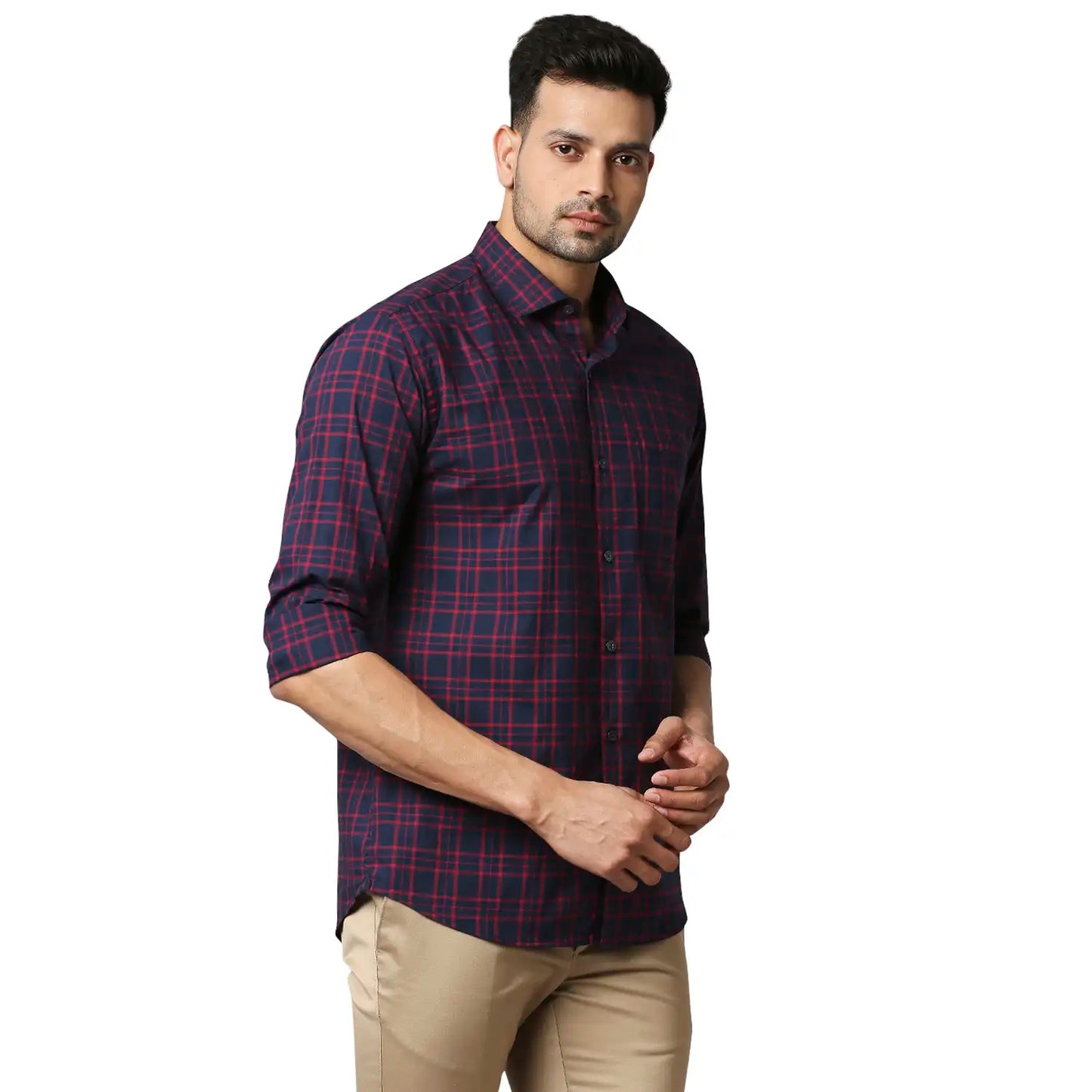 Men Slim Fit Medium Blue Shirt