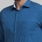 Park Avenue Men Blue Printed Slim Fit Full Sleeve Cut Away Collar Shirt