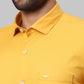 Park Avenue Men Yellow Solid Slim Fit Full Sleeve Cut Away Collar Shirt