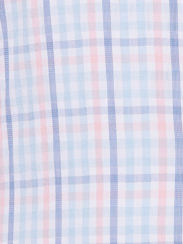 Park Avenue Blue Checks Slim Fit Cotton Casual Shirt