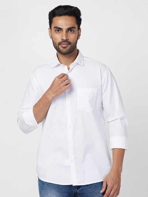 Park Avenue White Casual Shirts