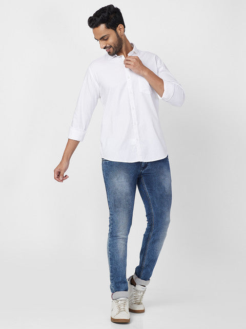 Park Avenue White Casual Shirts
