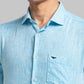 Park Avenue Blue Solid Slim Fit Linen Casual Shirt