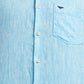 Park Avenue Blue Solid Slim Fit Linen Casual Shirt