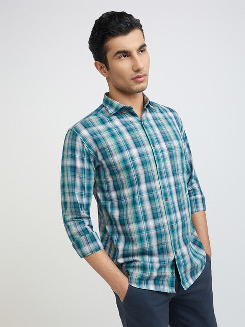 Men Slim Fit Green Shirt