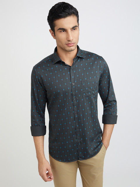 Men Slim Fit Blue Shirt