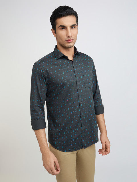 Men Slim Fit Blue Shirt