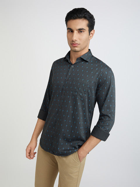 Men Slim Fit Blue Shirt