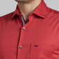 Park Avenue Red Solid Slim Fit Cotton Blend Casual Shirt