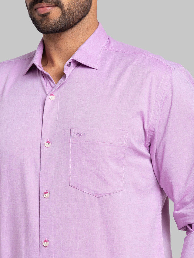 Park Avenue Men Purple Solid Slim Fit Cotton Casual Shirt