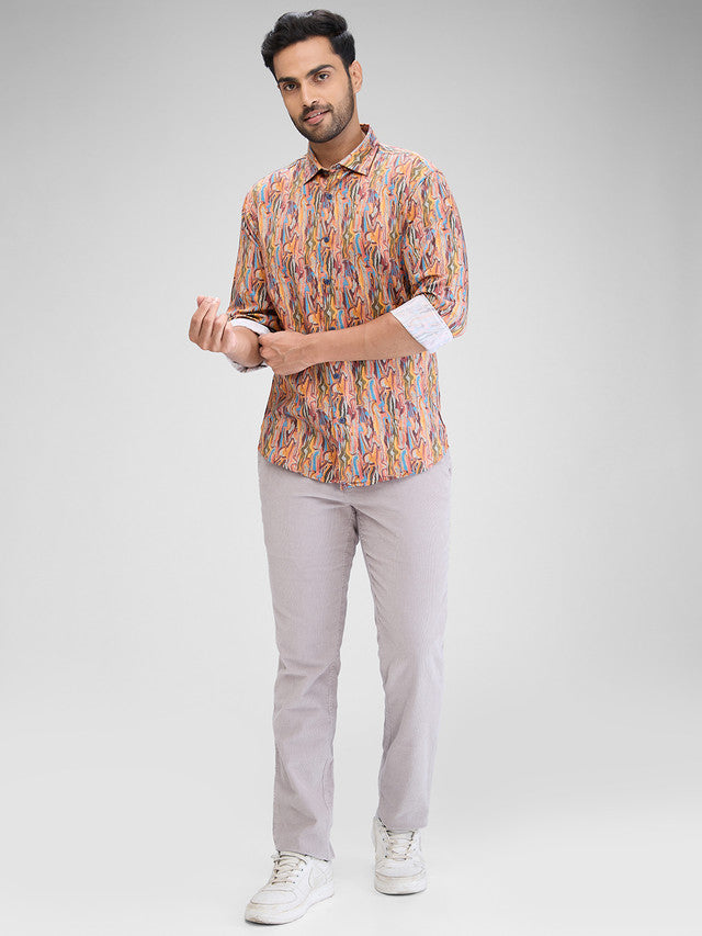 Park Avenue Orange Casual Shirt 