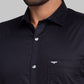 Park Avenue Men Black Solid Slim Fit Full Sleeve Cut Away Collar Shirt