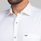 Park Avenue Men White Solid Slim Fit Full Sleeve Cut Away Collar Shirt