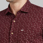 Park Avenue Men Maroon Printed Slim Fit Full Sleeve Cut Away Collar Shirt