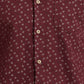 Park Avenue Men Maroon Printed Slim Fit Full Sleeve Cut Away Collar Shirt