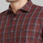 Park Avenue Men Brown Checkered Slim Fit Cotton Casual Shirt