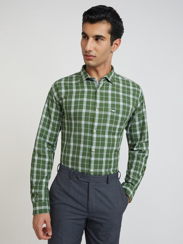 Men Blue Slim Fit Checks  Cotton   Shirts