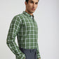 Men Blue Slim Fit Checks  Cotton   Shirts